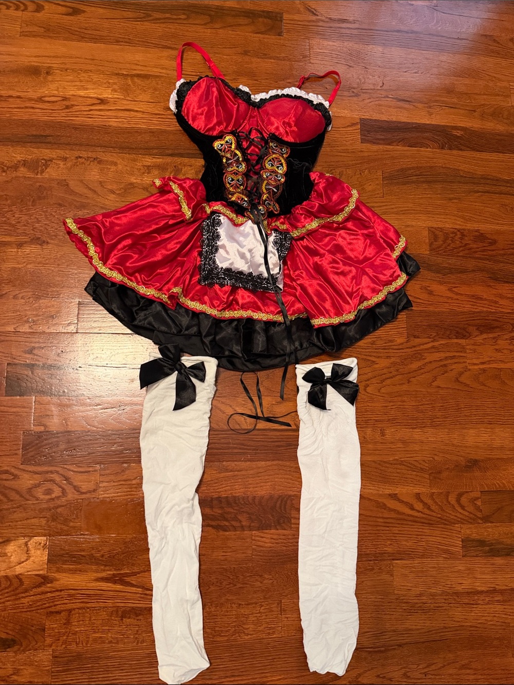 Red and Black little red Costume with White Stockings 2010’s spirit Halloween